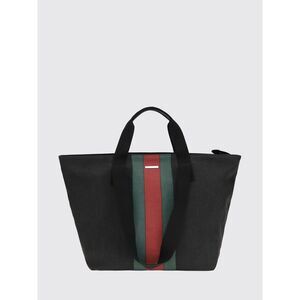Gucci Men Positano Gucci Striped Cotton Canvas Shopping Bag With Web Logo